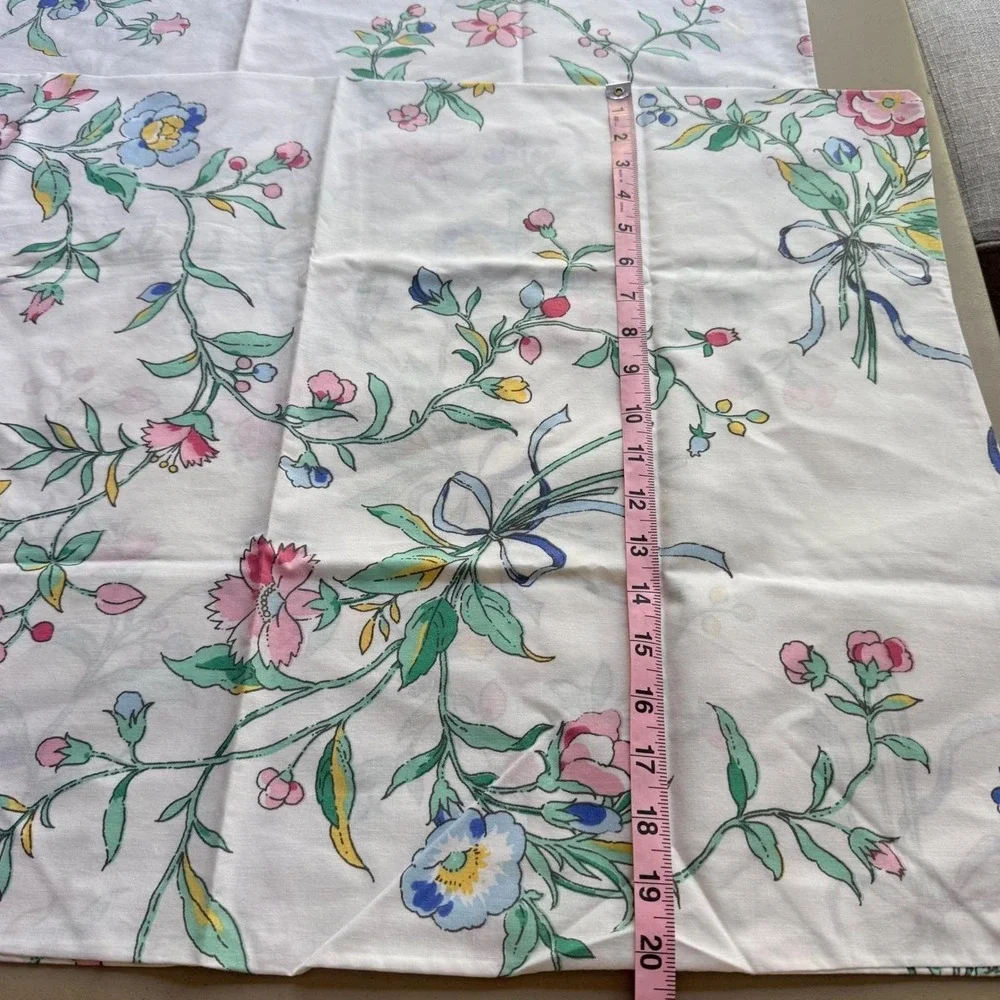 Vintage Floral Pillowcase Pair Standard White‎ Pink Blue Scalloped Cottagecore